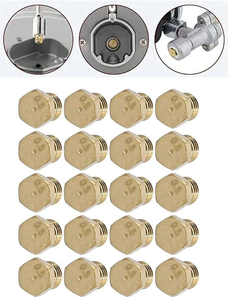 20pcs Burner Nozzle 0.5mm Propane Burner Orifice Kit Propane Gas Conversion Kit LPG Nozzle Outdoor Cooking Spare Part