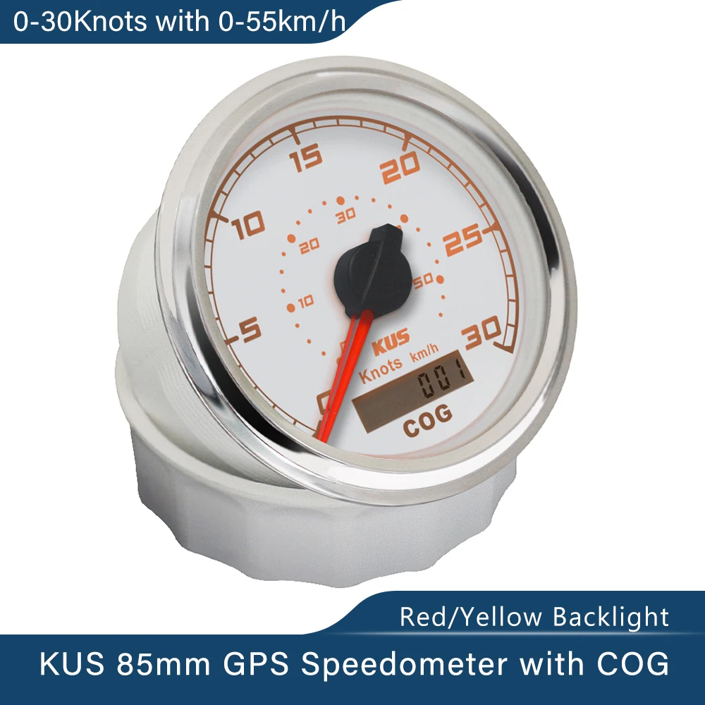 Kus 85mm Gps Speedometer 030/60 Knots Speed Gauge For Boat Yachts 12v