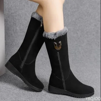 Winter versatile snow boots women's thick fashionable women's boots anti slip warm leisure comfortable side zipper cotton boots 1