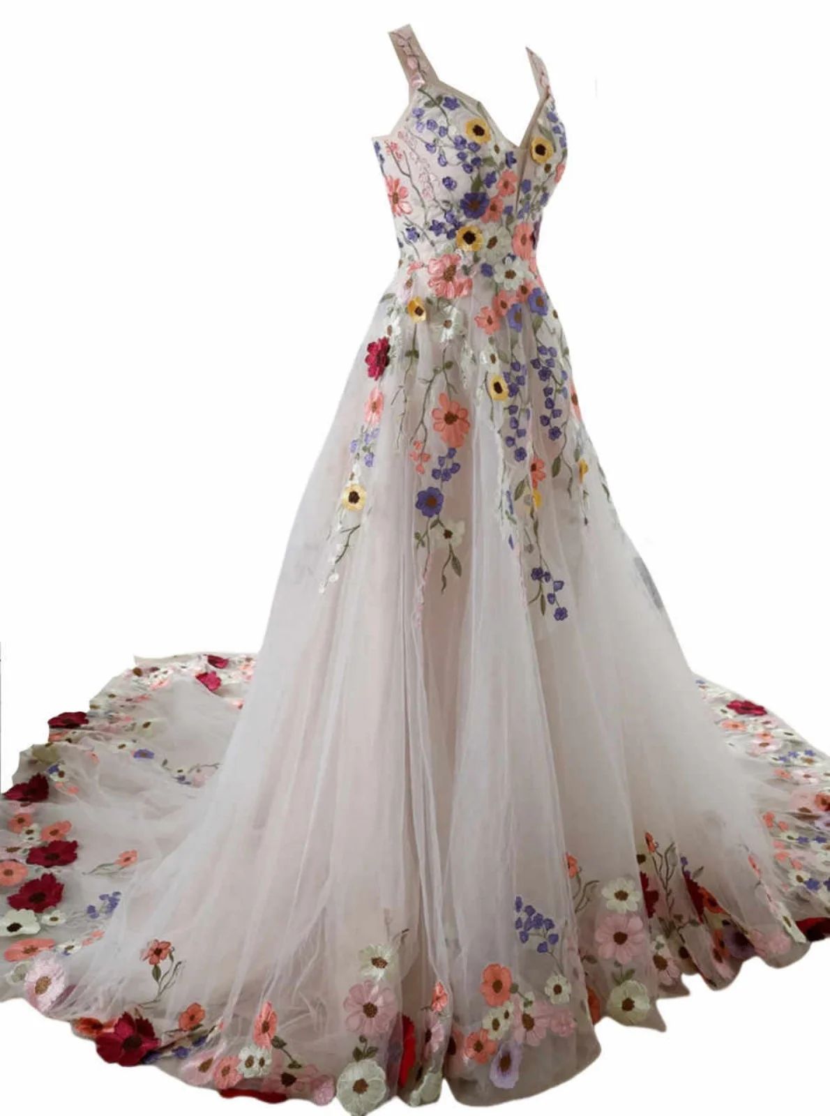 Robe de mariée en dentelle brodée de fleurs 3D, en Tulle, sans bretelles, bouffante, robe de bal, ligne A, robes de mariée de plage