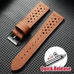 Vintage Genuine Leather Strap - Universal Cowhide Bands with Breathable Quick Release Design - 22mm (Brown)