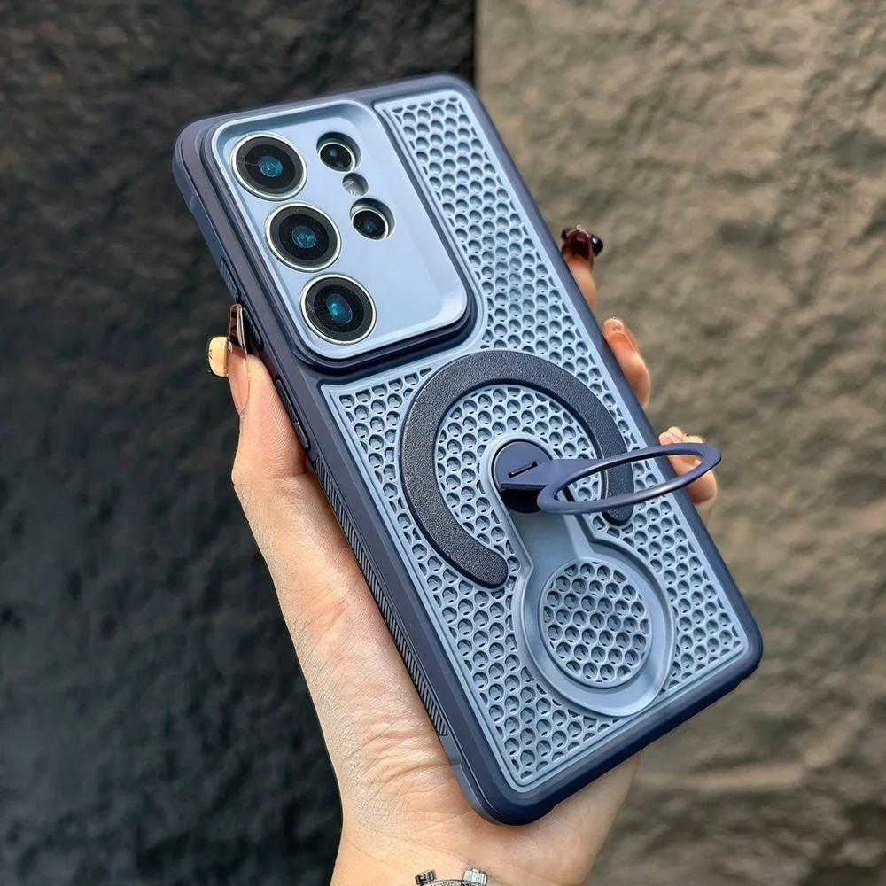 Summer Heat Dissipate Rotatable Bracket Case with Hollow Cooling Anti-Slip Cover