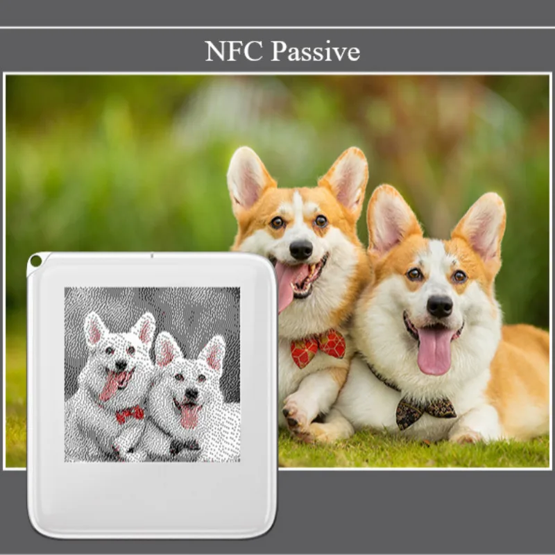 NFC Electronic Ink Screen Keychain Wireless Transmission Curved Metal Frame 1.54-inch Passive Three-color Display Screen Image