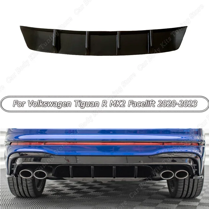 

Car Rear Bumper Lip Spoiler Chassis Diffuser Body Kits Tuning Gloss Black ABS For Volkswagen Tiguan R MK2 Facelift 2020-2023