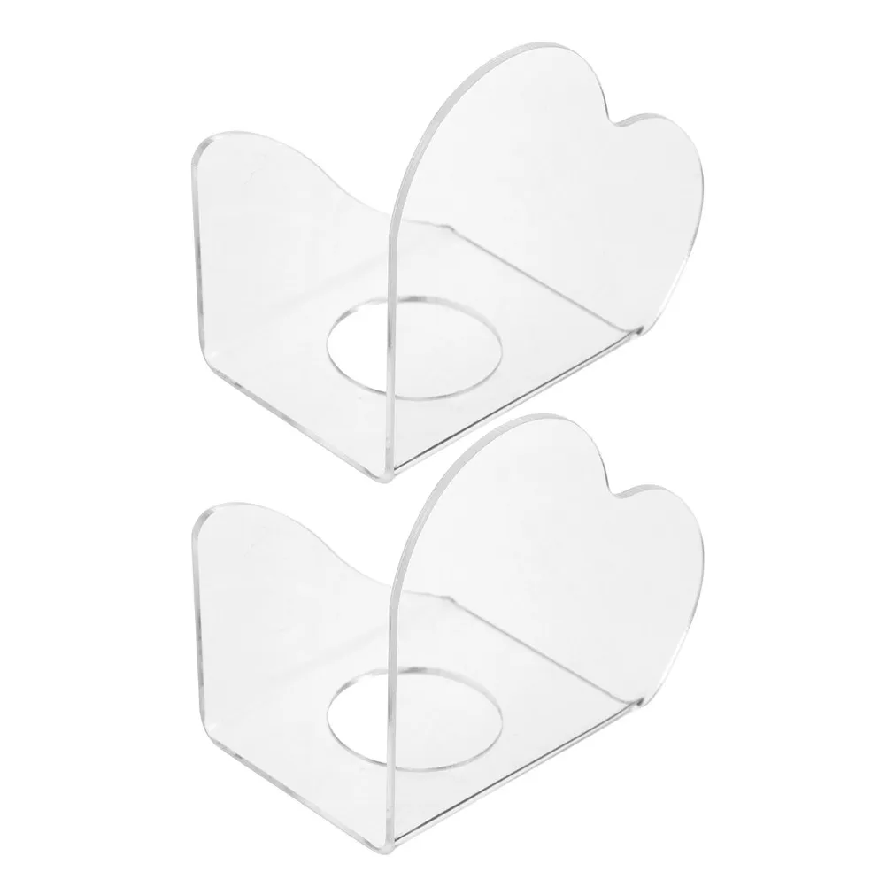 2Pcs 하트 모양의 아크릴 네일 아트 팔레트 투명 믹싱 트레이 매니큐어 컬러 블렌딩 도구 핸드헬드 살롱 가정용 디스플레이