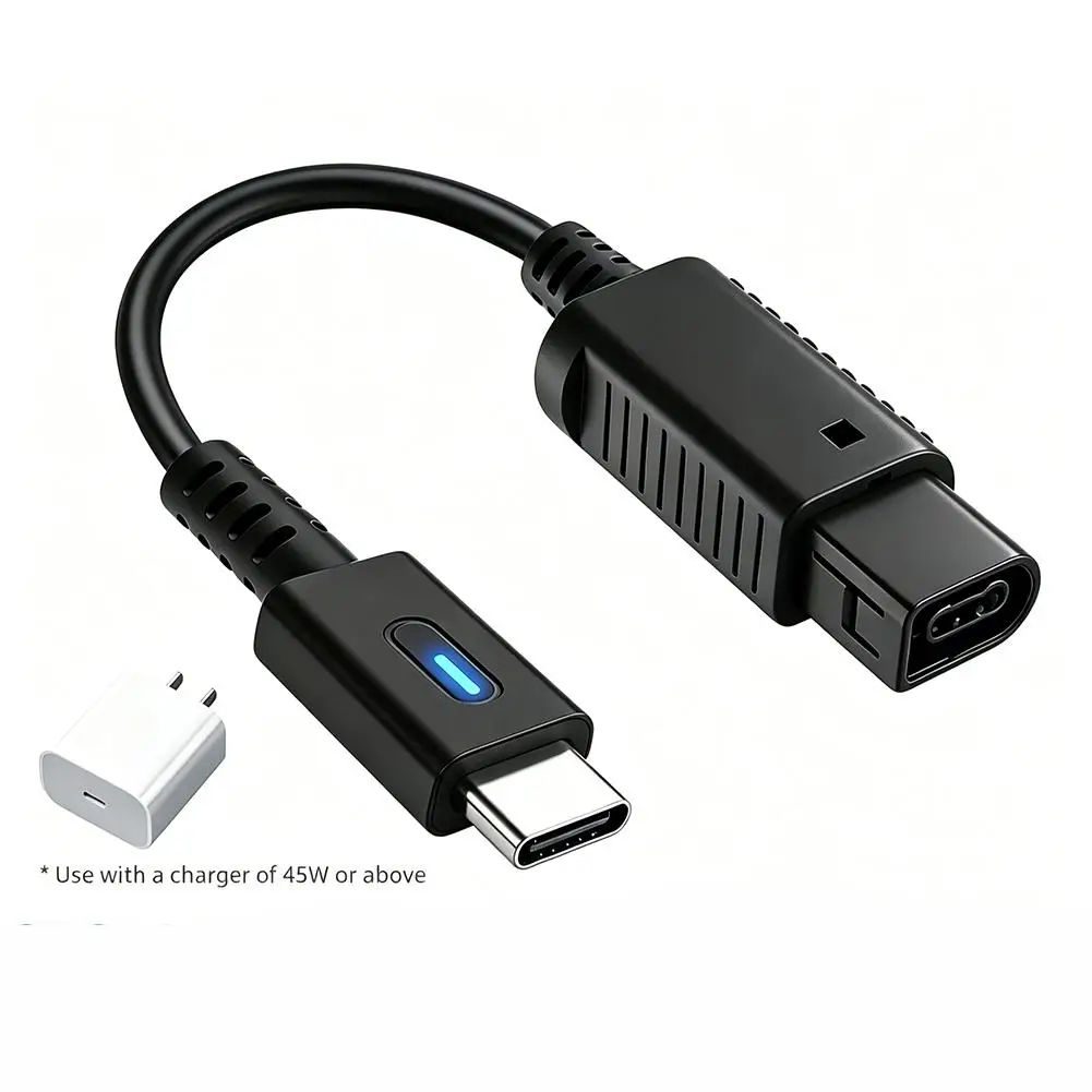 게임큐브 전원 변환용 USB C 전원 공급 코드(파란색 LED 표시등 포함) 12cm 타입 C 36W PD 충전 케이블