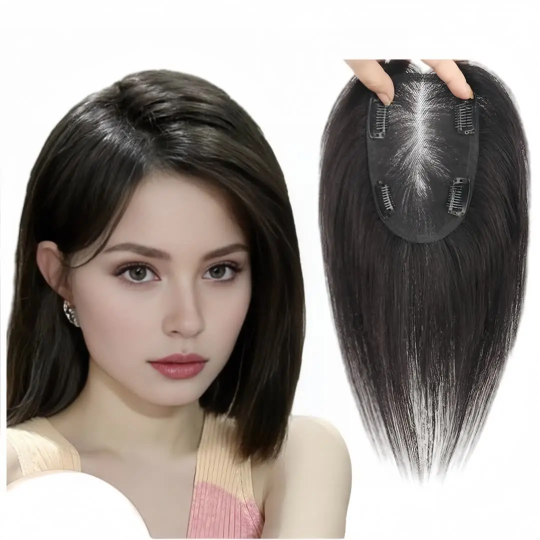 Naturally Free Part Invisible Swiss Lace Human Hair Toppers Clip In Hairpieces for Women Mild Hair Loss Volume