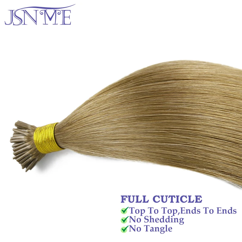 Virgin Hair I Tip Hair Extensions Natural Real Human Fusion Capsule Keratin Brown Blonde 1g/Strand 14-22 inch For Woman