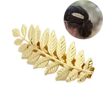 골드 바비 핀 실버 헤어 클립, 소녀 바레트 헤어 빗, 잎 머리핀, 선물