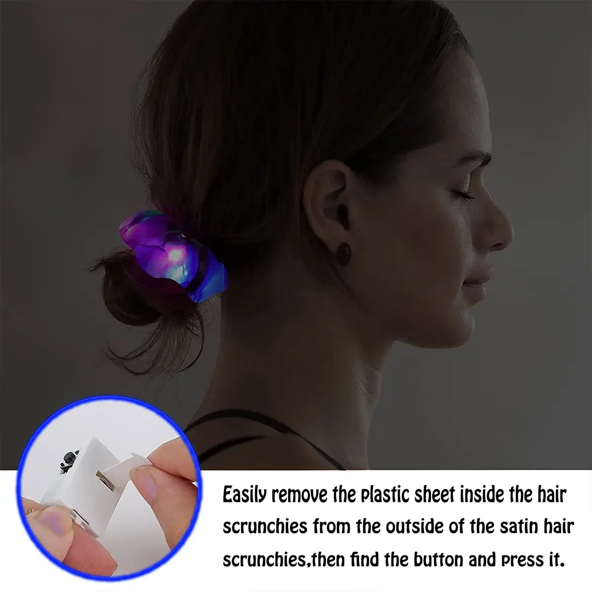 1pcs LED Hair Scrunchies Light Up Hair Scrunchies Elastic LED Light Women Girls Bands for Halloween Christmas Party Luminous Hair Bands