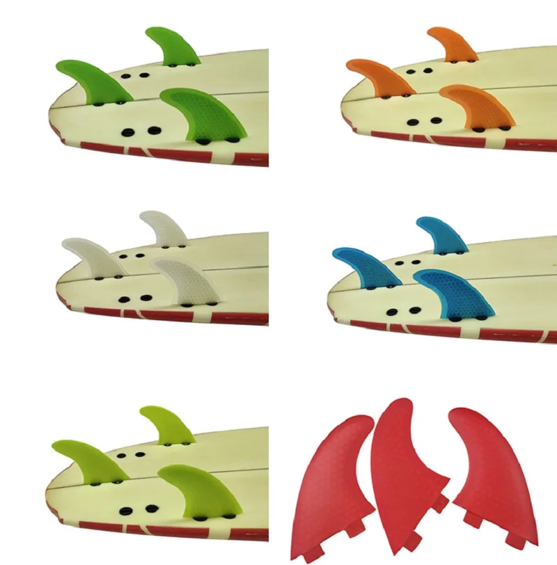 Tri Fin Set UPSURF FCS Fins S/M/L Surf Fins Honeycomb Surfboard Fin Thruster Kayak Stabilizer Multicolor Double Tabs 1 Fins 3