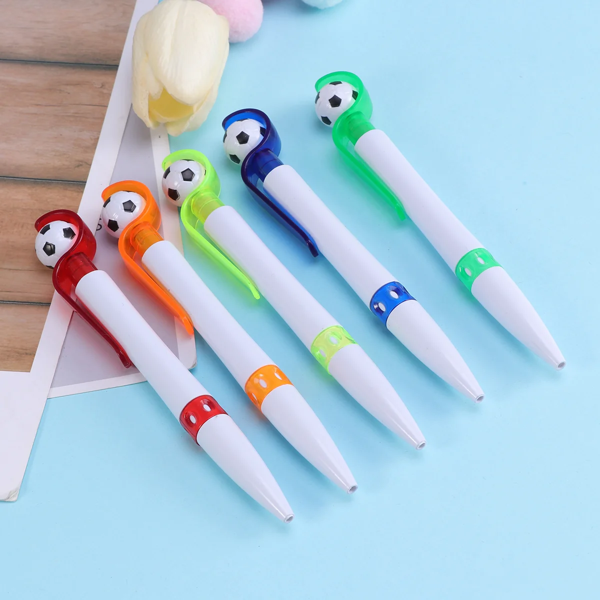 5pcs Soccer Ballpoint Pen Retractable Multicolor Soccer Balls For Kids Fun Football Pen Soccer Party Favors for Home Office 2023 hot sale football ball official size 5 size 4 pu wear resistance match balls training game high quality soccer futbol