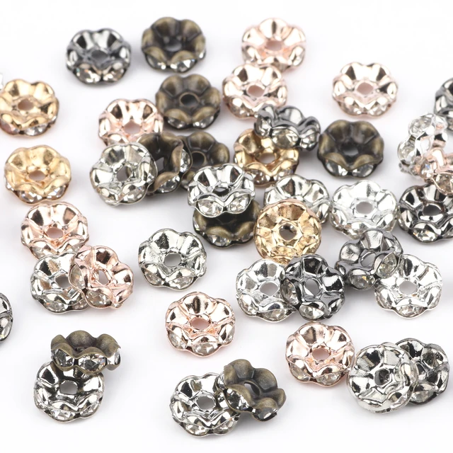 50pcs Rhinestone Spacer Beads Czech Crystal Metal Spacers For Jewelry Making  DIY Earrings Bracelets Necklace Accessories Finding - AliExpress