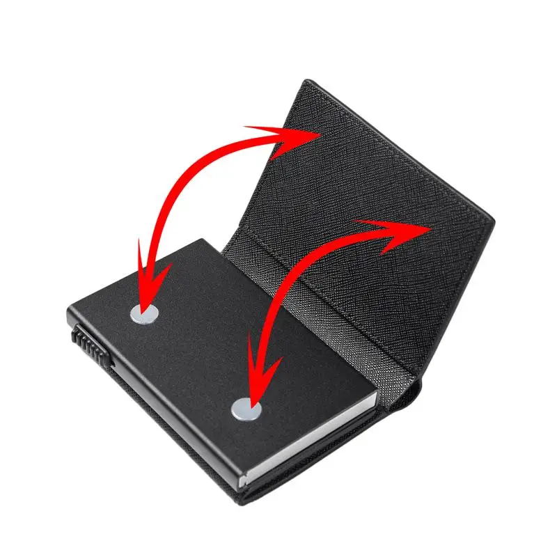 Automatic Card holder Carbon Fider and Black Pu leather  RFID  Magnetic Card holder Casual Business  Man‘s ’Wallet