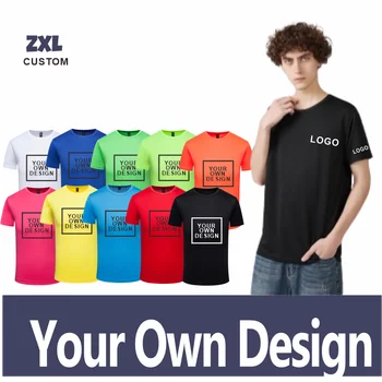 2023 Maglietta sportiva da uomo ad asciugatura rapida di alta qualità Logo personalizzato Girocollo Ricamo Stampa in poliestere Top dal design personale