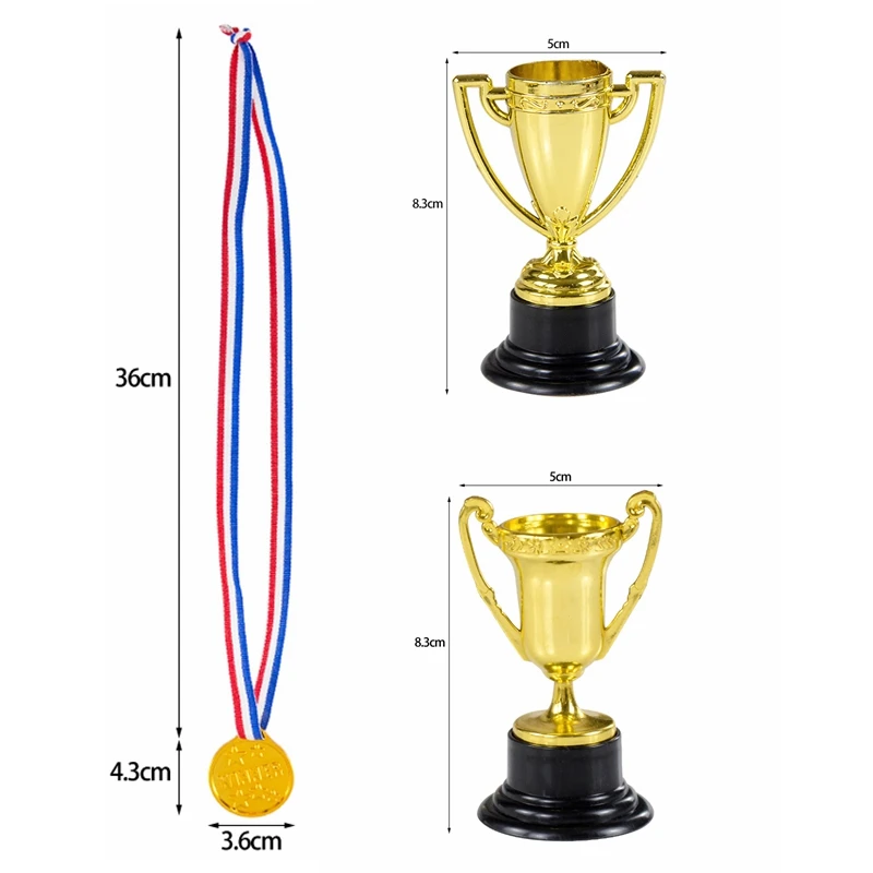 10 Stück Gold-Gewinnermedaillen für Kinder, Mini-Sportpreise aus Kunststoff, Spielzeug-Trophäen für Geburtstagsfeiern, Piñata-Füller, Geschenke – Detail 2