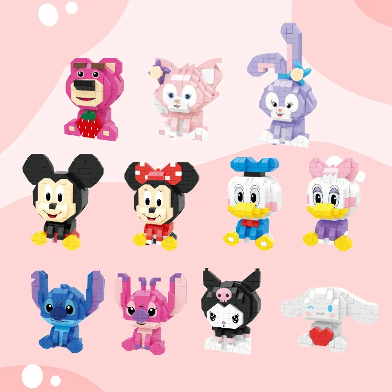 

Disney Friend Micro Building Block Mickey Mouse Stitch Angel Losto Linabell Donald Duck Daisy Assembled Mini Bricks Figure Toys