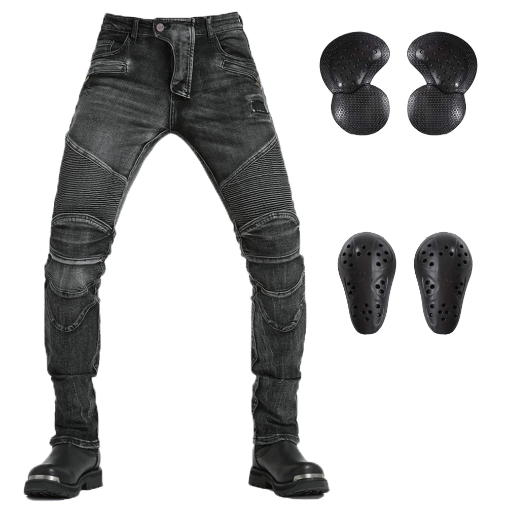 

LOMENG Motorcycle Riding Jeans Motorbike Cycling Cowboy Pants with CE Removable Armored for Men LMPM43
