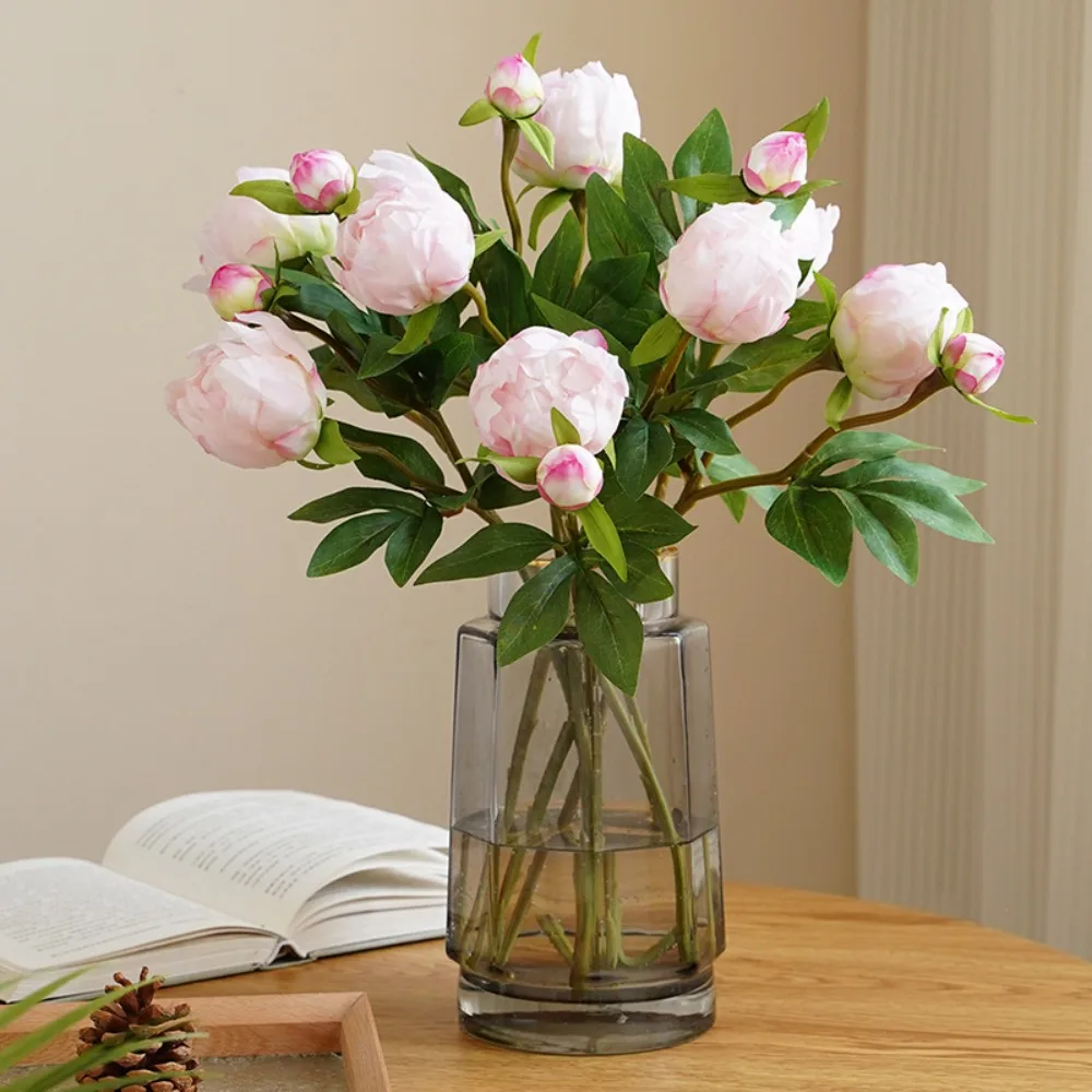 

European-Style Artificial Flowers Silk Flower Arrangement 2 Head Fake Flower Flower Arrangement Flower Art Simulated Peony