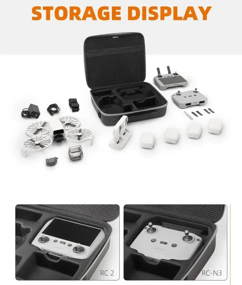 DJI Flip/RC 2/RC N2/N3용 보관 가방 플라이 모어 콤보 휴대용 운반 케이스(어깨끈 포함) 보호용 핸드백 액세서리