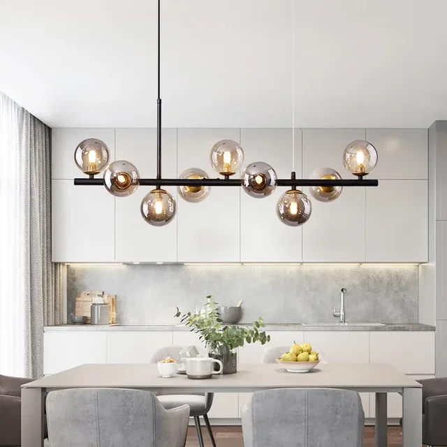 Lámpara de techo con bola de cristal moderna para mesa, comedor, sala de estar, cocina, isla, lámpara colgante, decoración del hogar, accesorio de iluminación interior 3