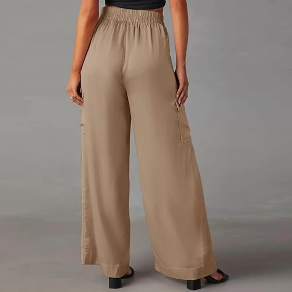 

Wide-leg Overalls Style Pants Stylish Women's Casual Cargo Pants with Multiple Pockets Elastic Waist Wide Leg for Comfortable