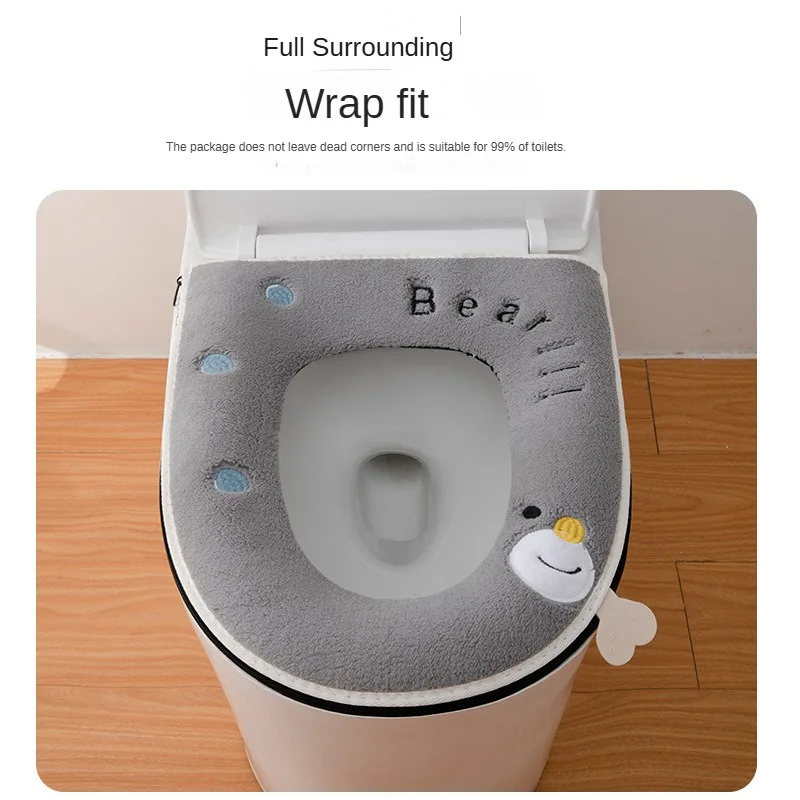 Home cute soft toilet seat pad autumn winter universal toilet mat covers thick back Pu waterproof portable warm potty cushion 2