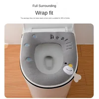 Home cute soft toilet seat pad autumn winter universal toilet mat covers thick back Pu waterproof portable warm potty cushion 2