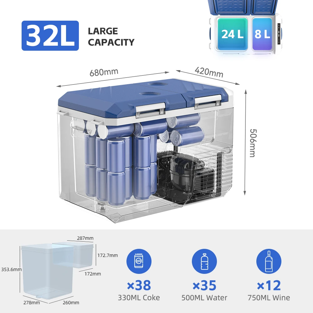 ثلاجة سيارة Zcamp QXL ضاغط 12/24 فولت، تبريد سريع،...
