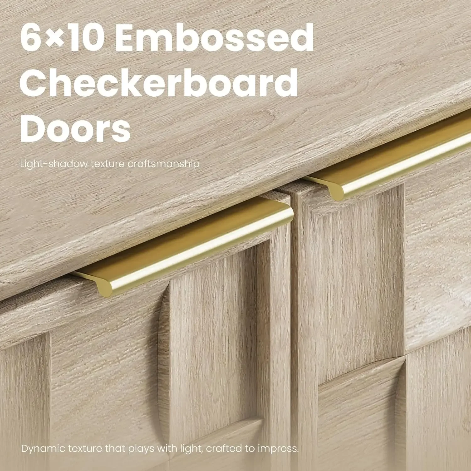 NEW-Fluted Sideboard Cabinet with Storage – Solid Wood Buffet for Dining Room, Credenza Console with Adjustable Shelves