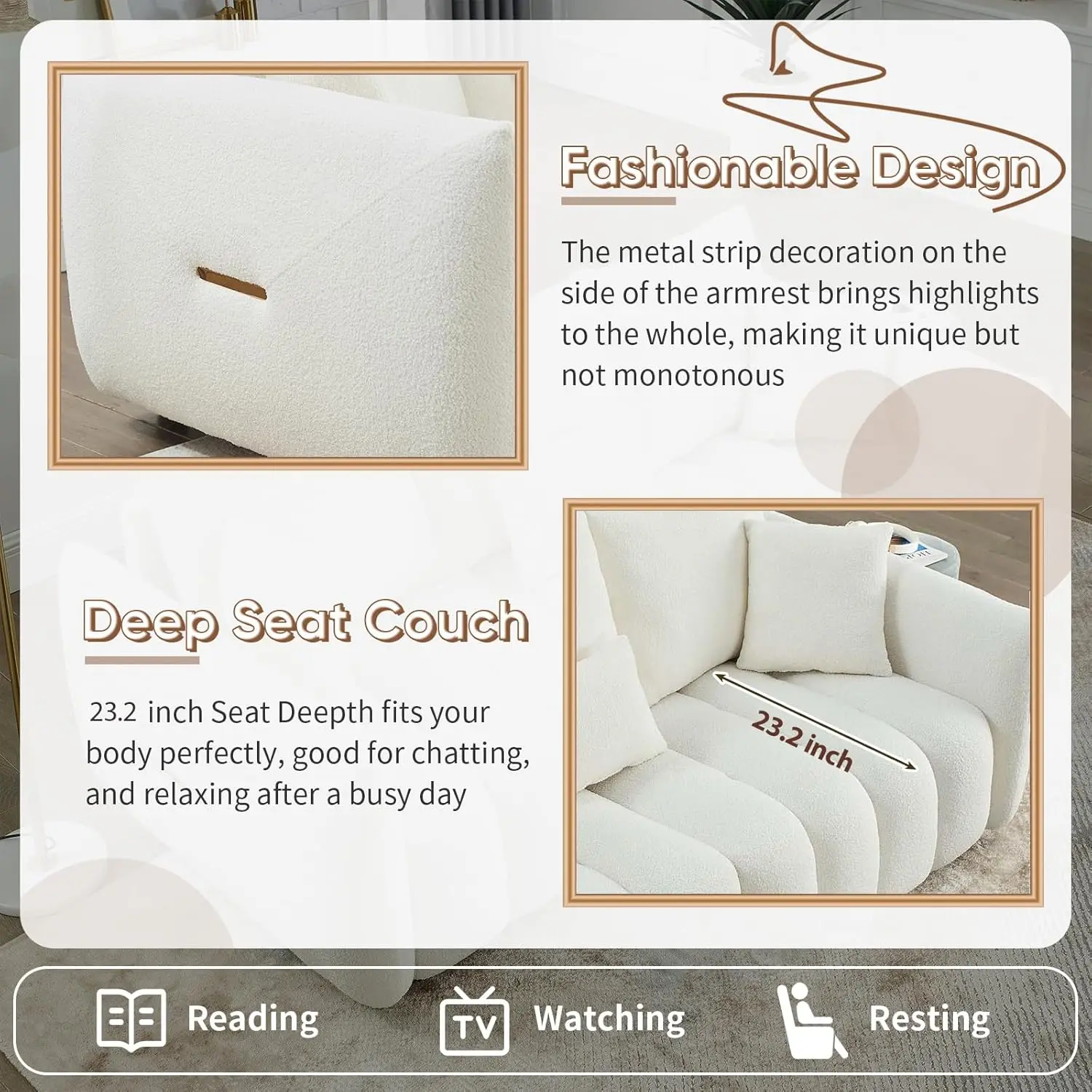Teddy Boucle Sofa Set 6