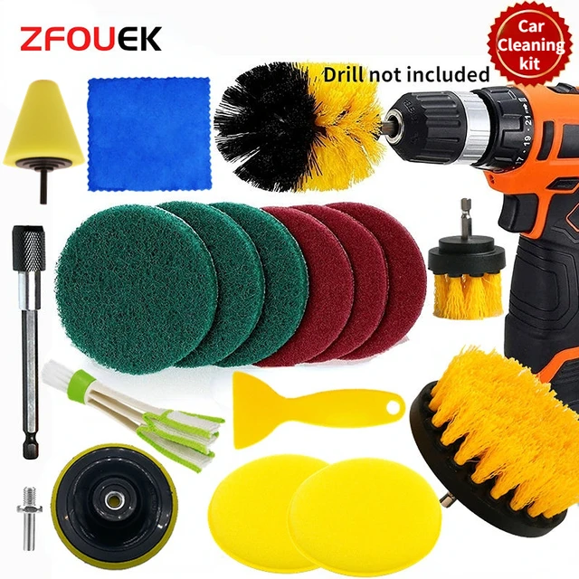 Car Cleaning Kit Scrubber Drill Detailing Brush Set Air