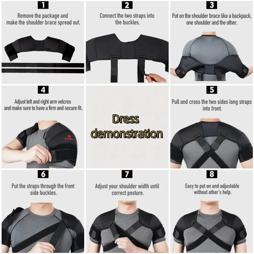 Adjustable Cross Shoulder Support Straps Polyester Fiber Hand Wash Only for Back Sports Shoulder Brace with Adjustable Straps