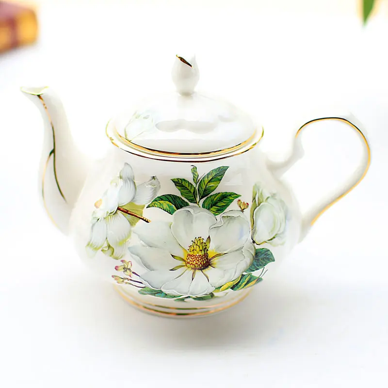 Enameled Tea Kettle Chinese Tea Set 1000ML Bone China Teapot for Tea Ceremony Party