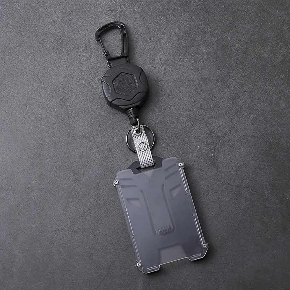 Badge Reel Heavy Duty Stainless Steel Id Badge Holder with Retractable Reel Vertical Lanyard Durable Anti-lost Tactical Card