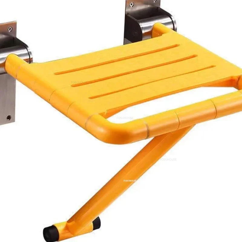 Simple Shower Chair Wall-mounted Bathroom Seats Modern Home Folding Metal Bathroom Chair Barrier-free Special Shower Room Seat 5