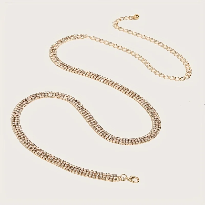 Women's rhinestone fashionable waist chain, spring and summer trendy decorative chain