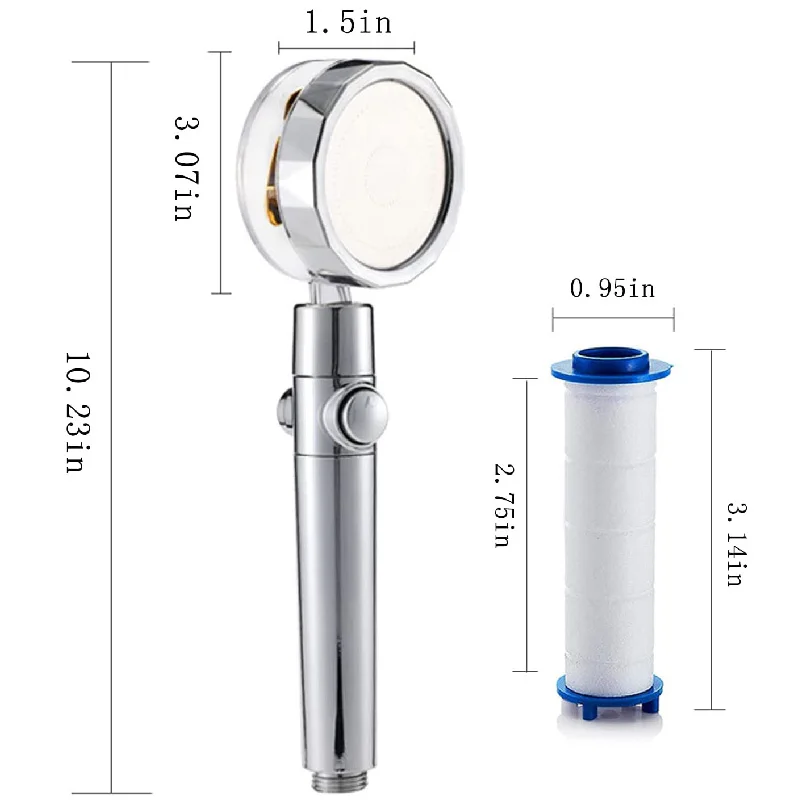 New Turbo Propeller Shower Head Water Saving High Preassure Flow 360 Degrees with Fan Extension Showerhead Rainfall with Holder 6