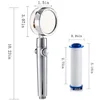 New Turbo Propeller Shower Head Water Saving High Preassure Flow 360 Degrees with Fan Extension Showerhead Rainfall with Holder 6