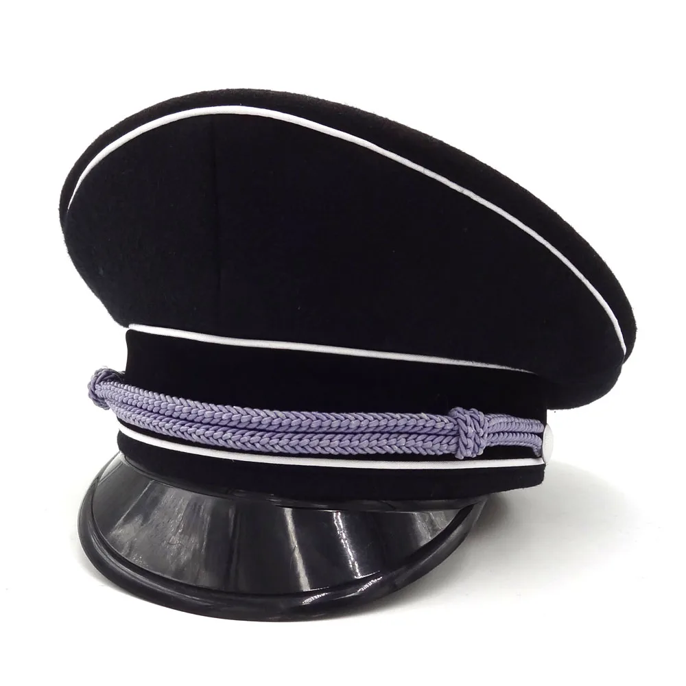Costume Hat WW2 German Elite Infantry Officer Wool Hat Officer Visor Cap Black Size 57 58 59 60