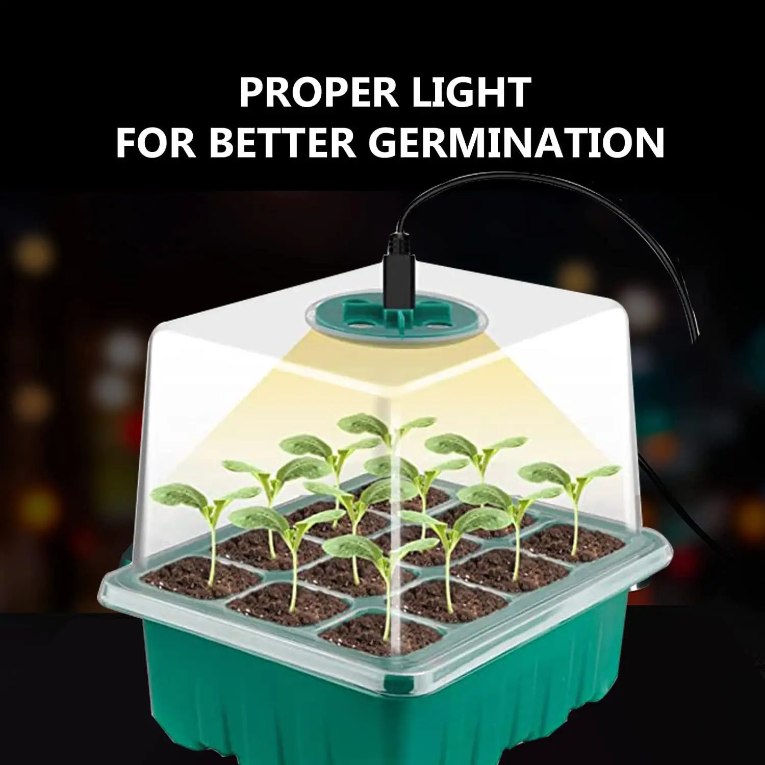 Hydroponic Germination Tray Full Spectrum Seed Starter Tray Kit Grow Light Adjustable Humidity Indoor Gardening Plant Germination Greenhouse Nursery System