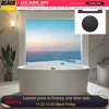 67" Acrylic Contemporary Soaking Tub with Matte Black Overflow and Drain，Acrylic Reinforced with Fiberglass，Freestanding Bathtub 1