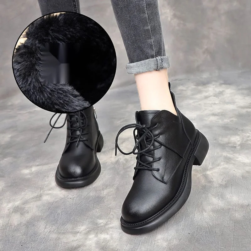 Showy Feet Martin Women's British Style 2024 New Spring and Autumn Single with Plush Thin Short Boots Large 41_voghion.com