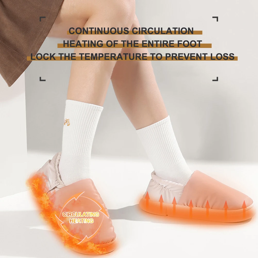 Unisex Electric Heating Slippers with 3 Heating Levels USB Heated Slippers Rechargeable Foot Warmer House Shoes for Winter 3