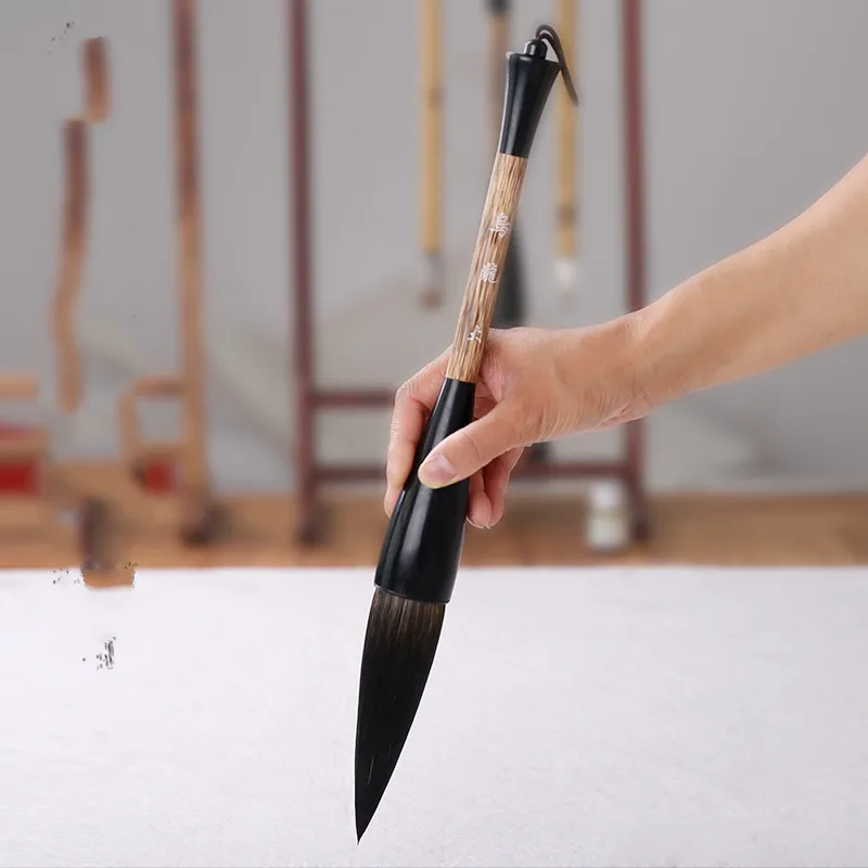 Bear Hair Calligraphy Brush Pen Set Large Hopper-shaped Brush Traditional Painting Writing Couplets Splash Ink Drawing Brush Pen