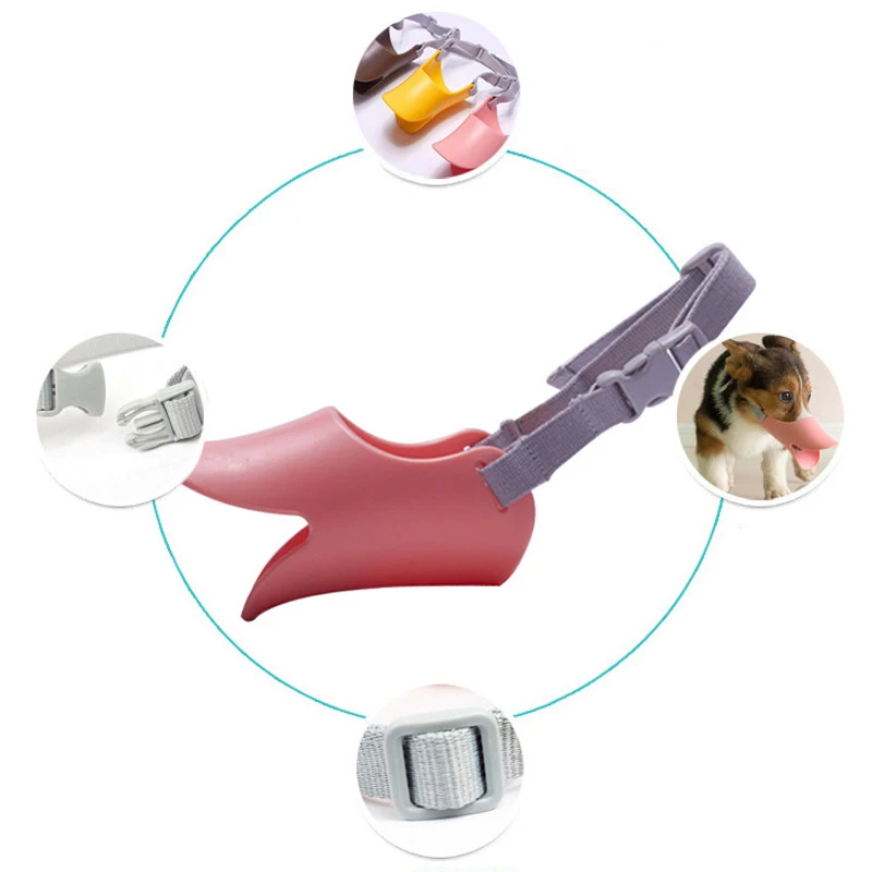 1PC Pet Muzzle Silicone Anti-cute Duck Adjustable Pet Dogs Anti Bite Stop Barking Small Large Dog Mouth Dog Accessories