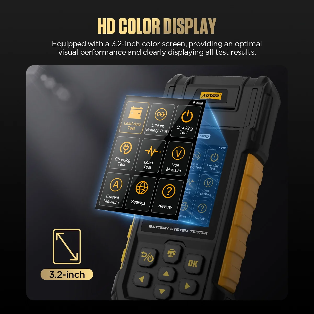 AUTOOL BT960 리튬 LFP 리튬이온 CCA DIN 0-80V 0-10A 용량 80V 12V 전기 자전거 미니 자동 배터리 테스터