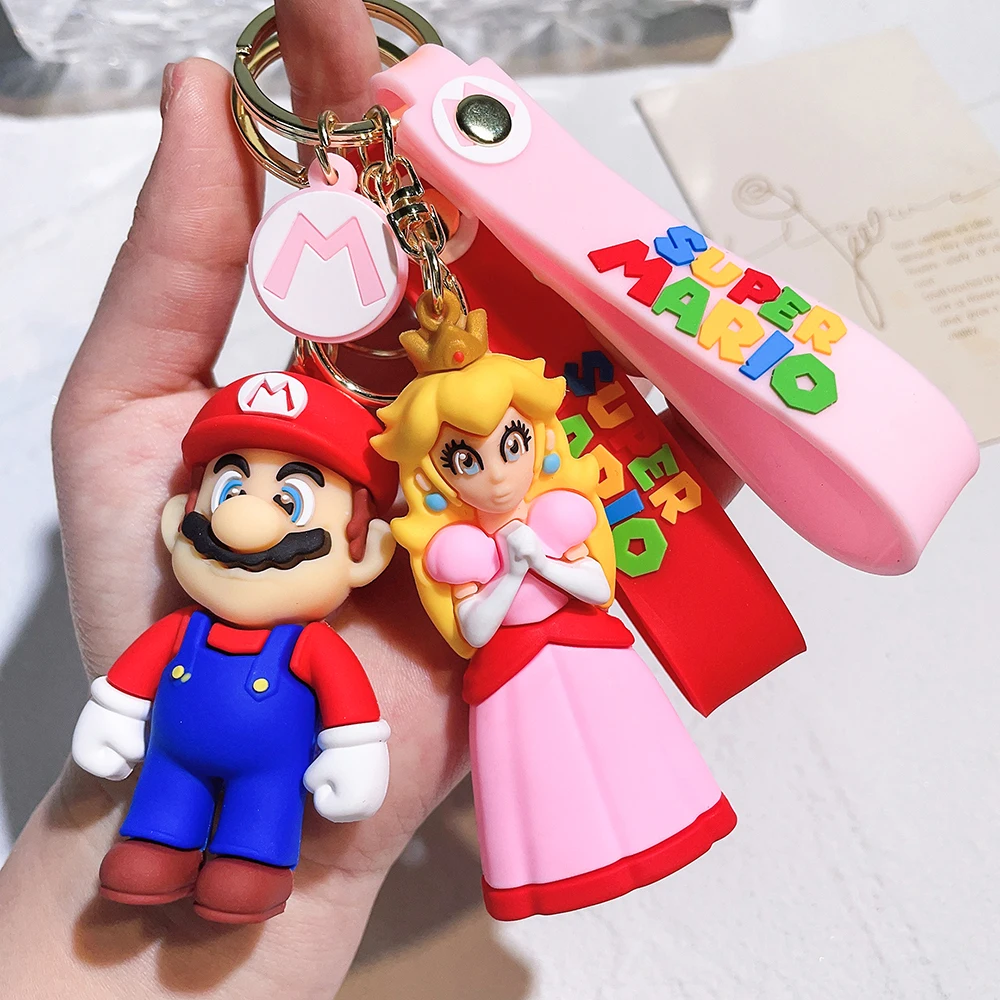3D Cartoon Super Mario Bros Keychain Accesorios Schoolbag Pendant Key Bag Decoration Collection Ornament Kids Toys Birthday Gift mario keychain
