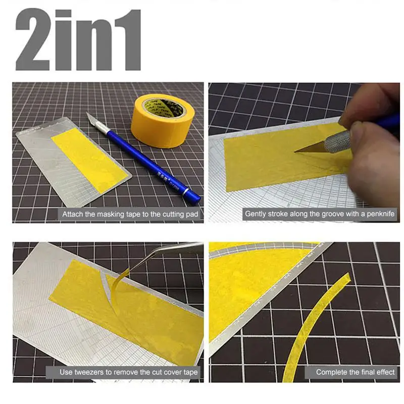 Hobby Craft Cutting Mat 2-1 Stainless Steel Masking Tape Multi Angle Stencil Cutting Mat Dual Sided Spray DIY Model Making Tools 3