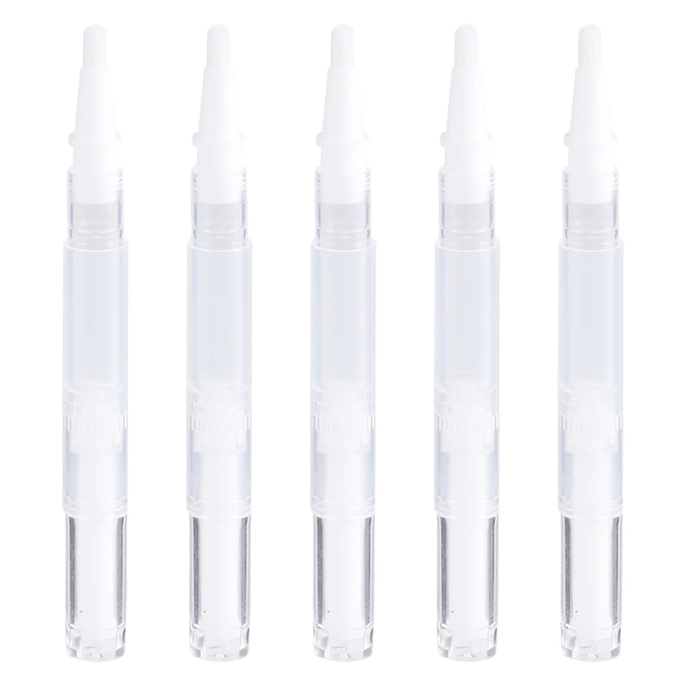 5pcs Transparent Twist Pens Empty Nail Oil Pen with Brush Empty Cuticle